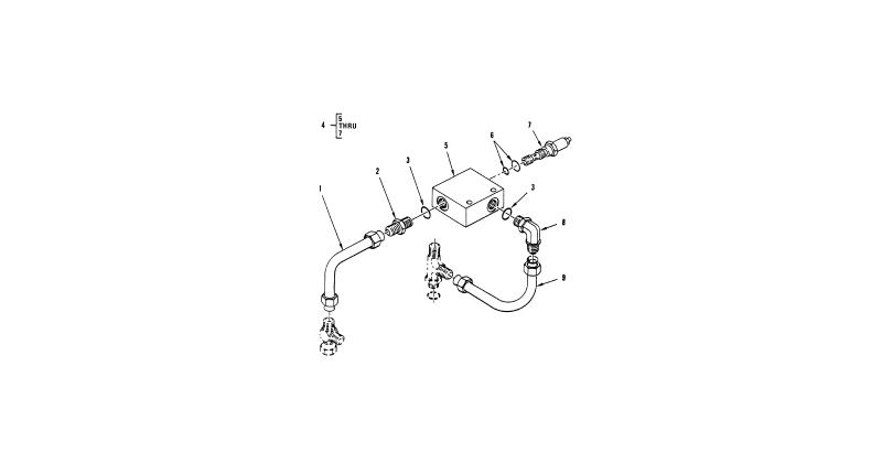 Hydraulic Control Valve - Front Loader/Forklift Relief Valve, Lines, and Fittings