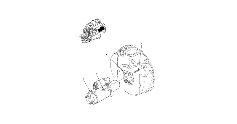 Starting Motor - Electrical Engine Starter and Attaching Hardware